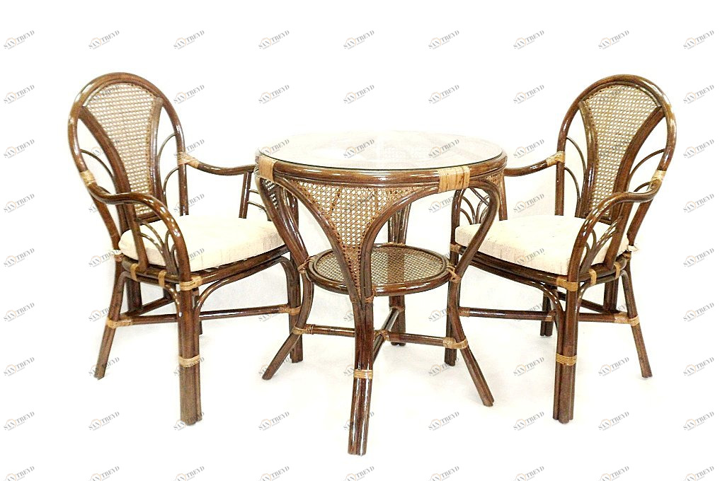 Мебель садовая коричневая, столик и кресла на 2 персоны Arabika-1 ЭКО ДИЗАЙН ПЛЕТЕНАЯ 009657 Бежевый;коричневый 
