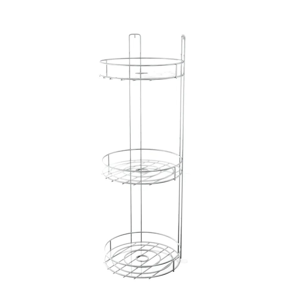 Полка для ванной Lemer Round трехъярусная угловая 22x22x50 см, металл, цвет хром 83024906 STLM-2137693