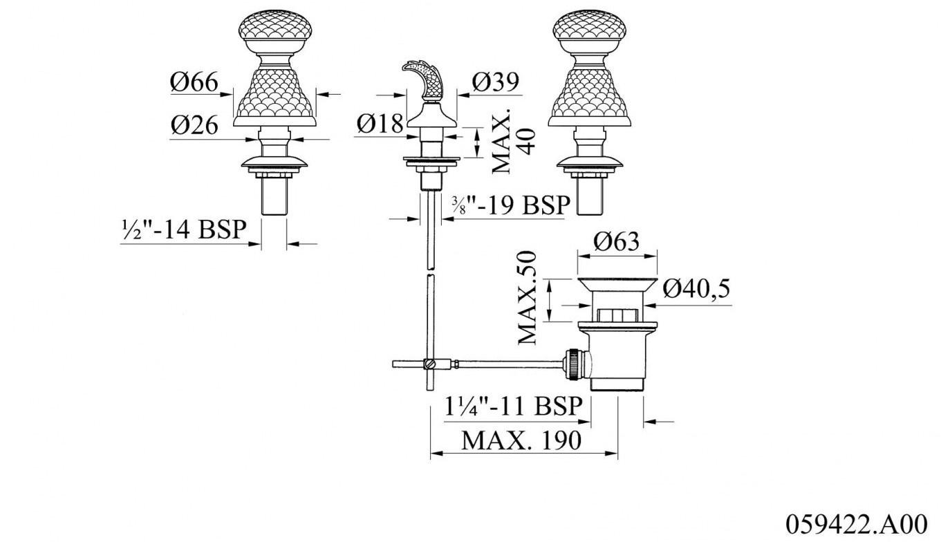 Bronces Mestre Смеситель для биде на 3 отверстия Dragon sun-id-1368688 - Вид №1