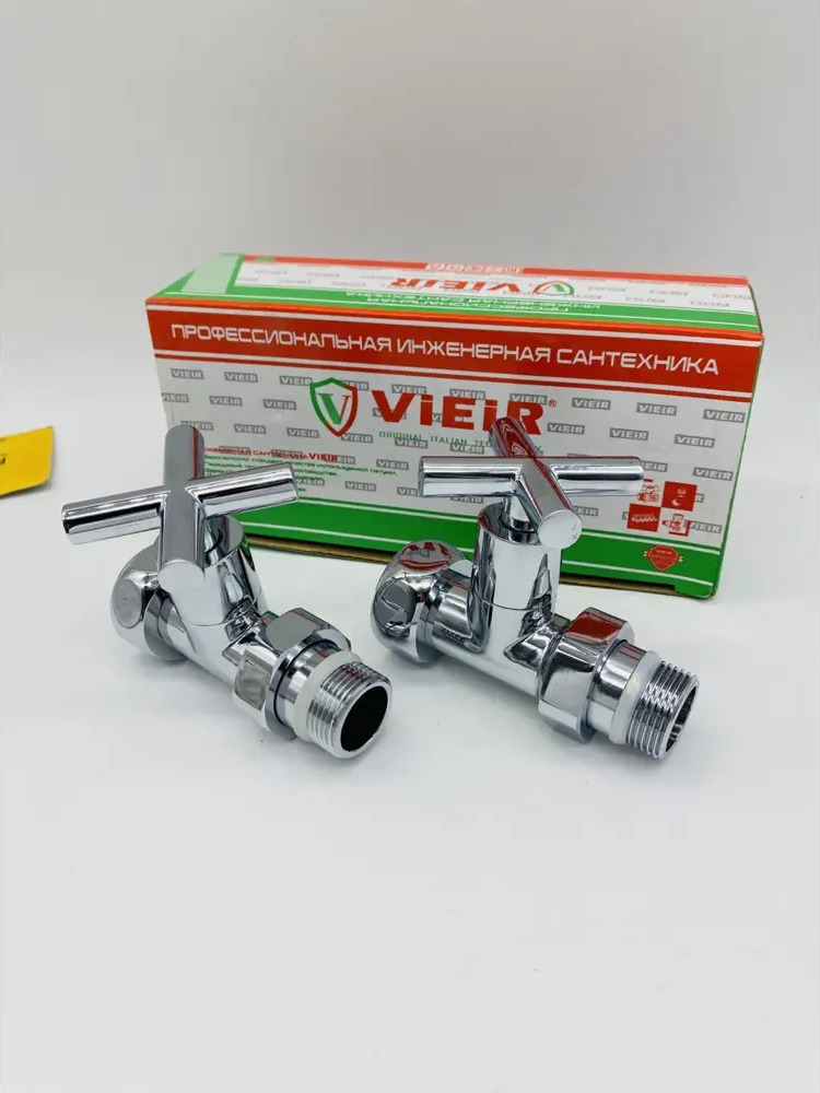91715784 Кран для полотенцесушителя прямой Vieir 2000000295046 3/4"x1" НР-ВР латунь 2 шт STLM-0936598