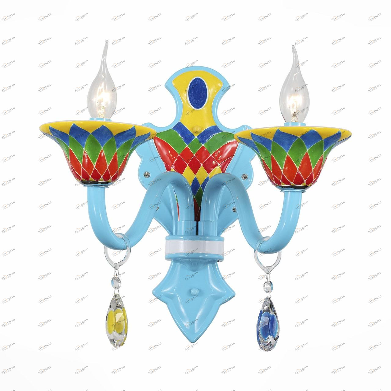 Бра ST Luce Ornato SL674.781.02 ST LUCE ОРИГИНАЛЬНЫЕ, СВЕЧА 077825 Голубой;зеленый 