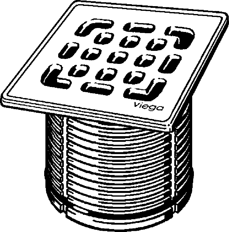 Канализационная арматура  Трапы для ванных Advantix  Оборудование  Надставные элементы, рамки для установки решеток VIEGA 555 191 1) Модель 4934.2 Santreyd  - Вид №1