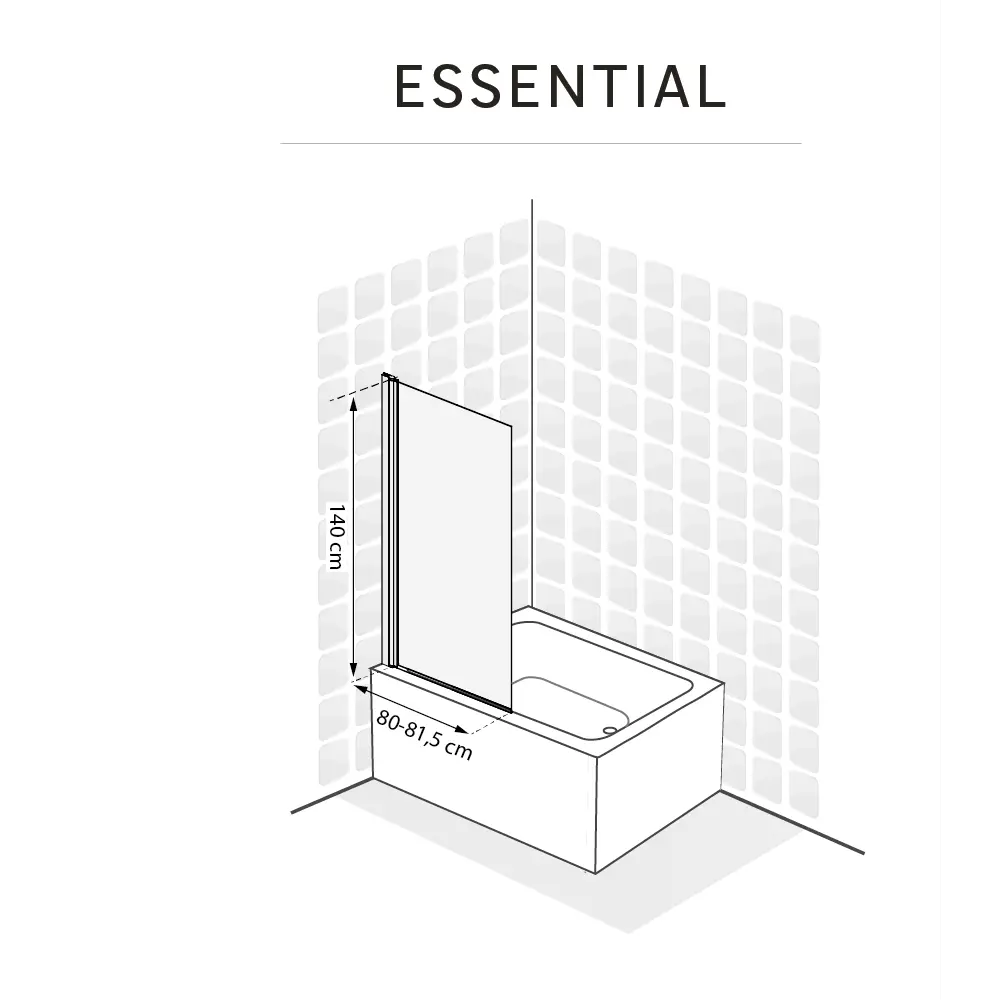 Ширма на ванну Sensea Essential поворотная 80x140 см прозрачное стекло профиль хром Без серии STLM-2068505 - Вид №10