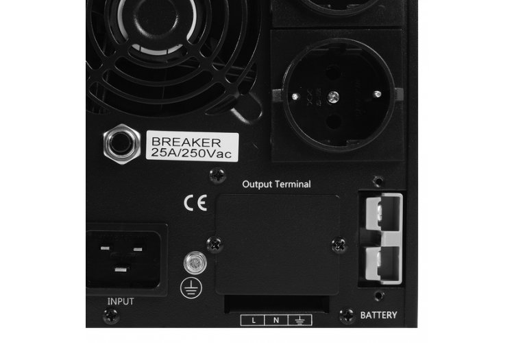 POWERMAN Online 3000 Plus Ups online 3000, lcd, dual conversion, 3000va, 2700w, 2 eurosockets with backup power, usb, rs232, snmp slot, rj11 / rj45 protection, external battery pack (not included), 215 х 315 х 475 mm, 8.9kg. POWERMAN Santreyd  - Вид №4