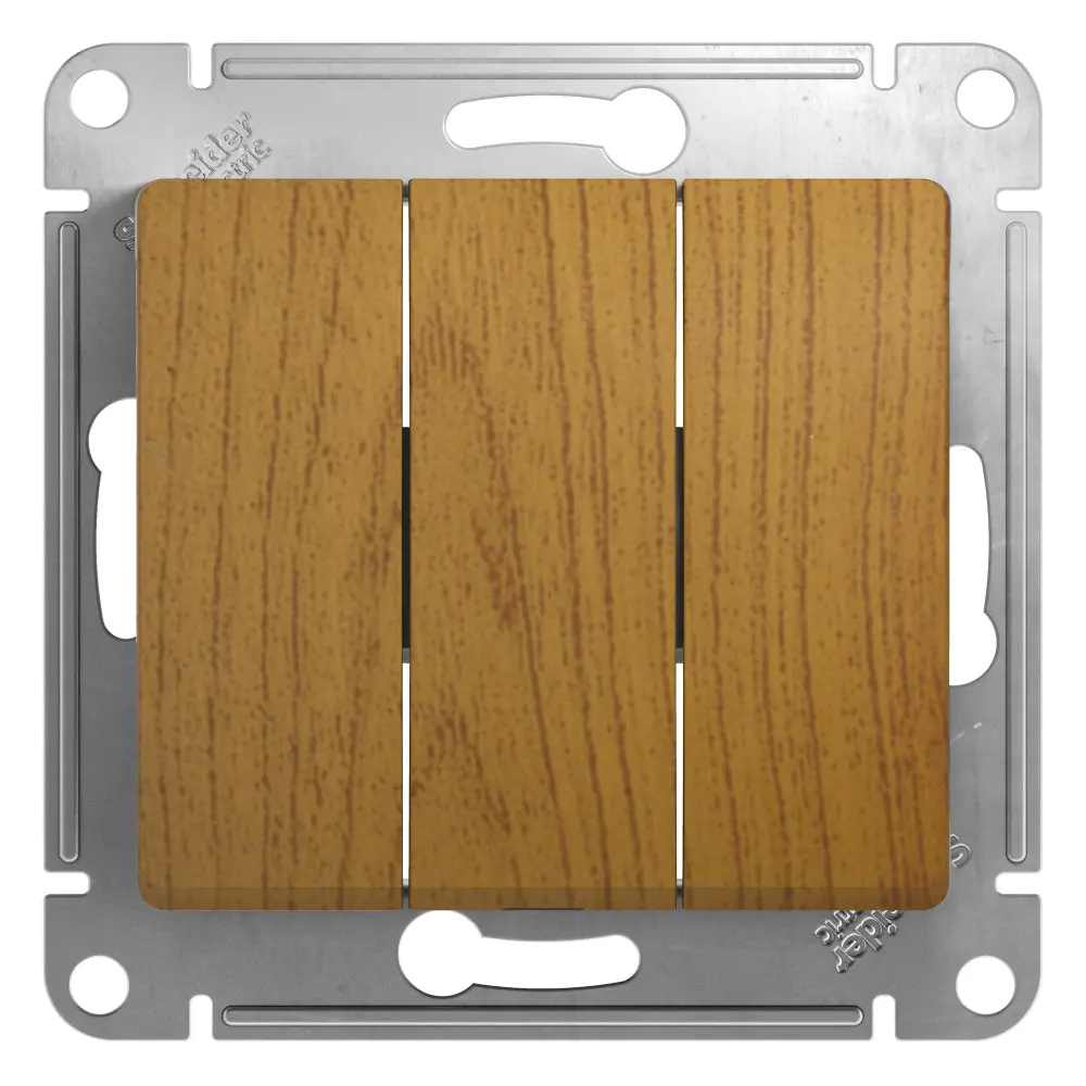 Выключатель встраиваемый Systeme Electric Glossa СХ 1X1X1 3 клавиши цвет дуб STLM-2137960