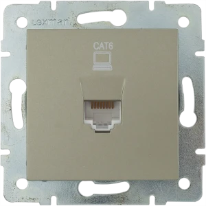 Розетка компьютерная встраиваемая Lexman Виктория RJ45, цвет матовая шампань