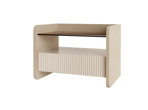 Прямоугольная тумбочка из дерева и стекла с ящиками