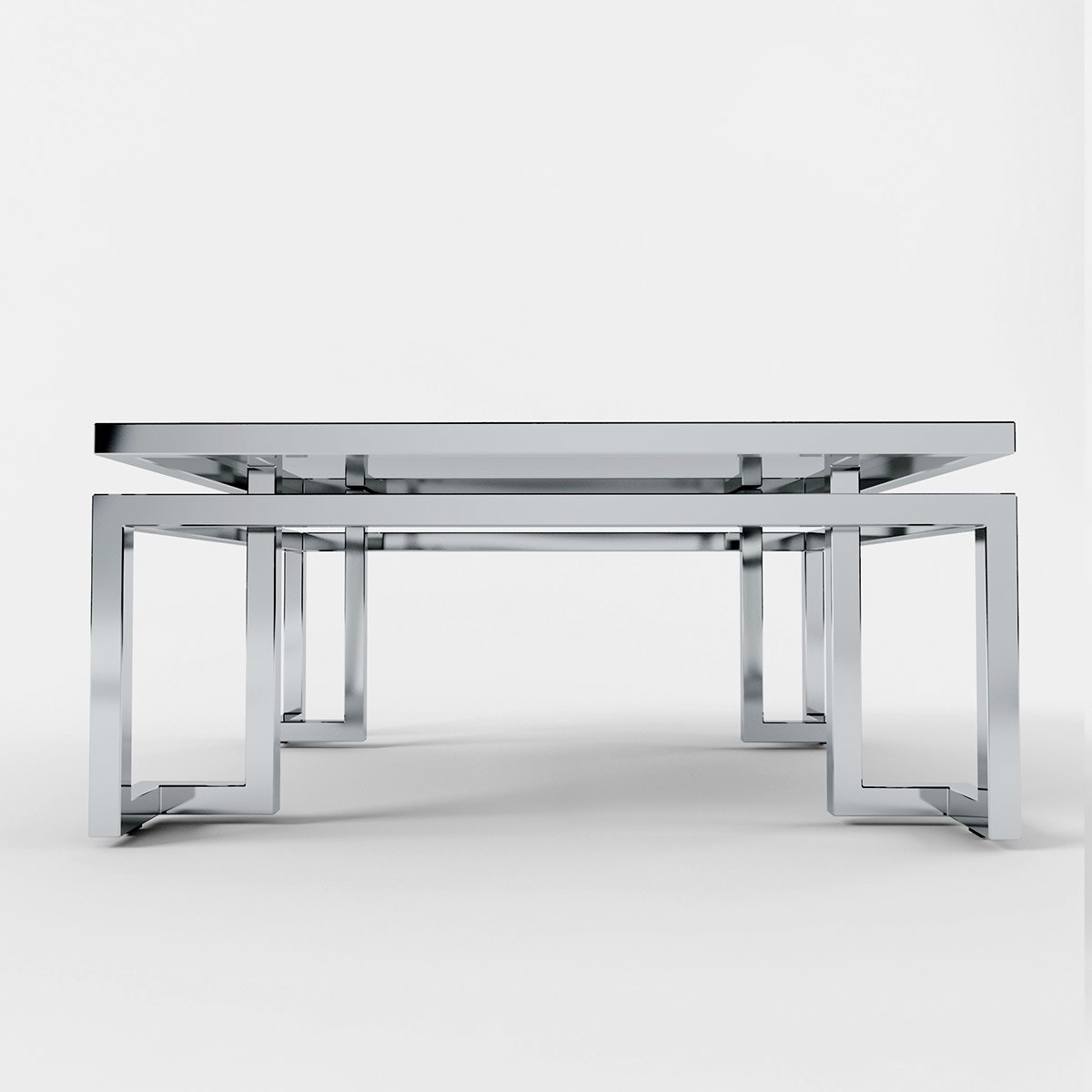 Журнальный столик со стеклянной столешницей 100х100 черный Florian DELIGHT COLLECTION  00-3882223 Хром;черный  - Вид №3