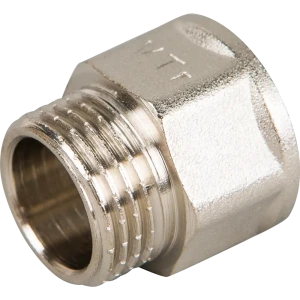 Удлинитель Valtec 1/2"х15 мм внутренняя-наружная резьба никелированная латунь