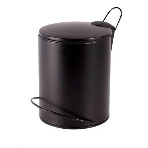 Мусорный бак 5 литров черный металл с ножным механизмом 89380882