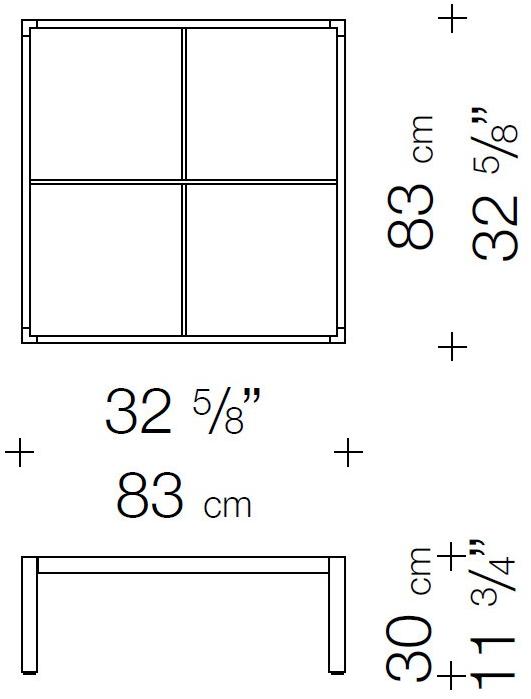 Garbarino Низкий квадратный журнальный столик из дуба Elementare 202  - Вид №1