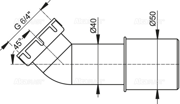 Колено 45° ALCAPLAST A52 - Вид №1