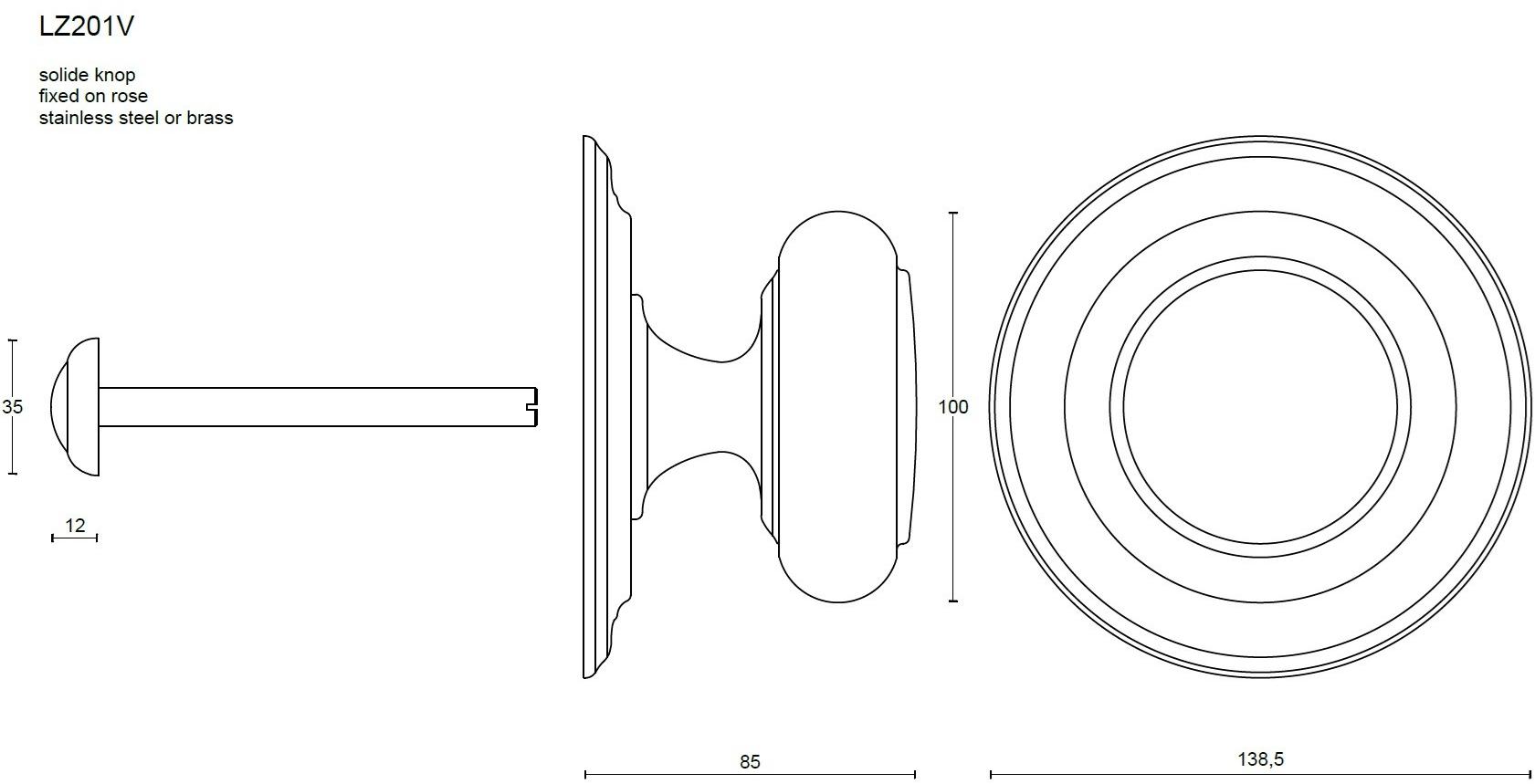 Formani Ручка дверная из латуни Bosco Lz200pd - lz201v - Вид №3