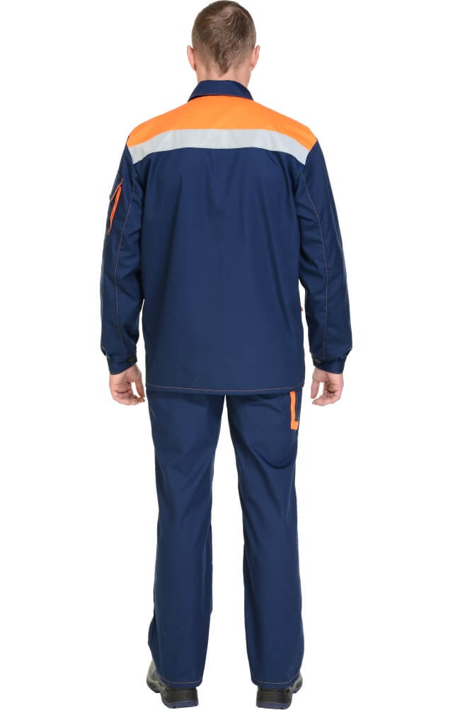 63861 Костюм "Коммунальщик" темно-синий-оранжевый с СВП (эконом)  Летняя спецодежда  размер 52-54/170-176  - Вид №9