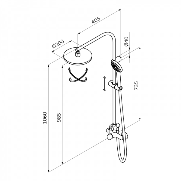 Душевой гарнитур ECO PROJECT GRB MIXERS 10465100XL  - Вид №1