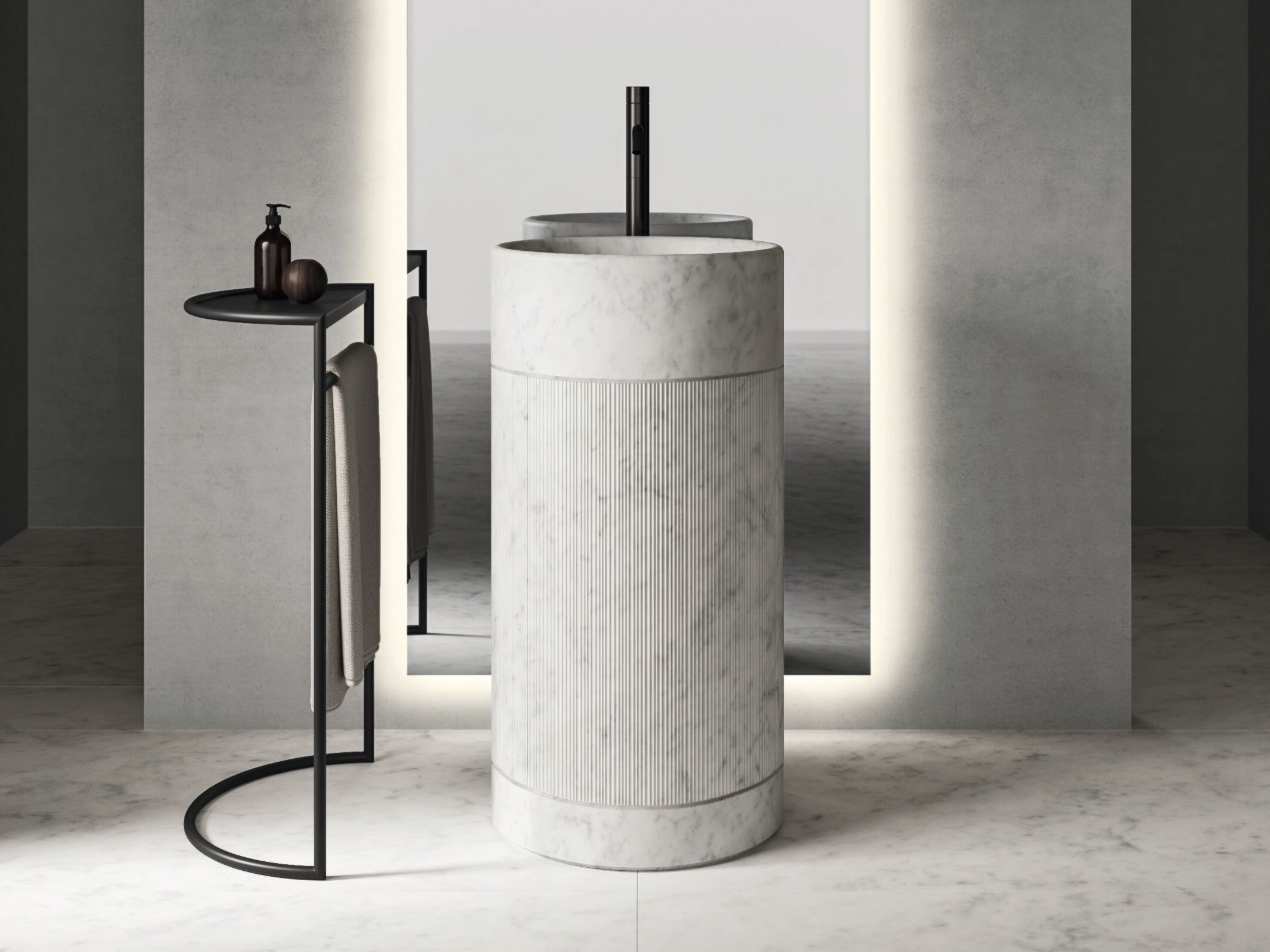 Каррарский мрамор отдельно стоящий круглый умывальник Noorth Рим ARCH-00036584