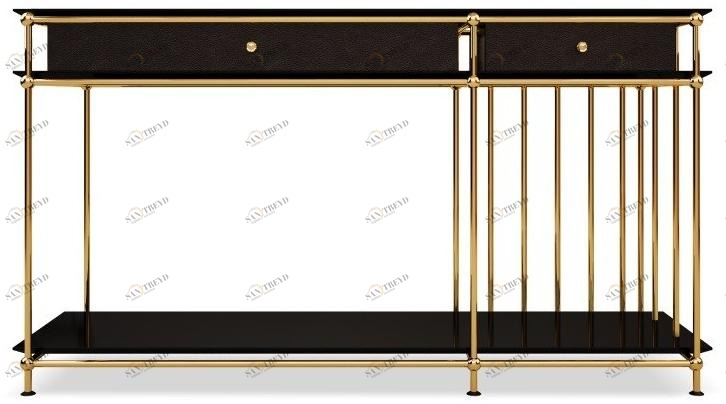 Porustudio Лакированная прямоугольная деревянная консоль с ящиками Vegas sun-id-1357413