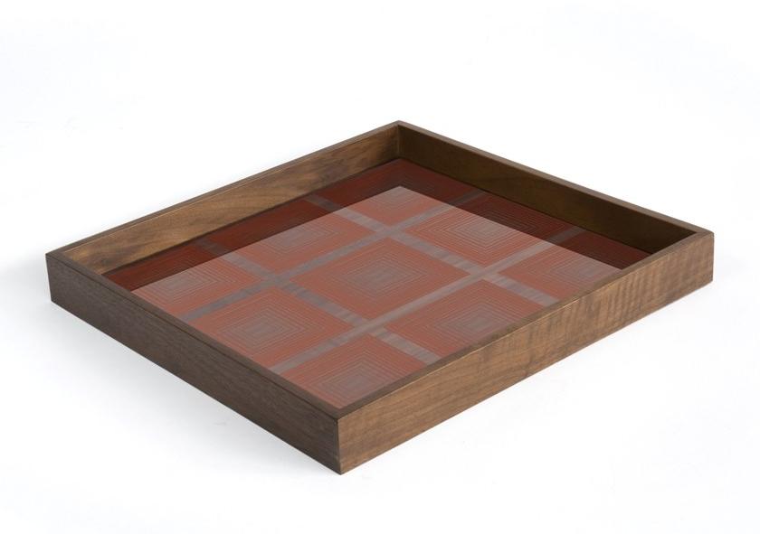 Ethnicraft Квадратный поднос из дерева и стекла Linear flow 20918 - Вид №1