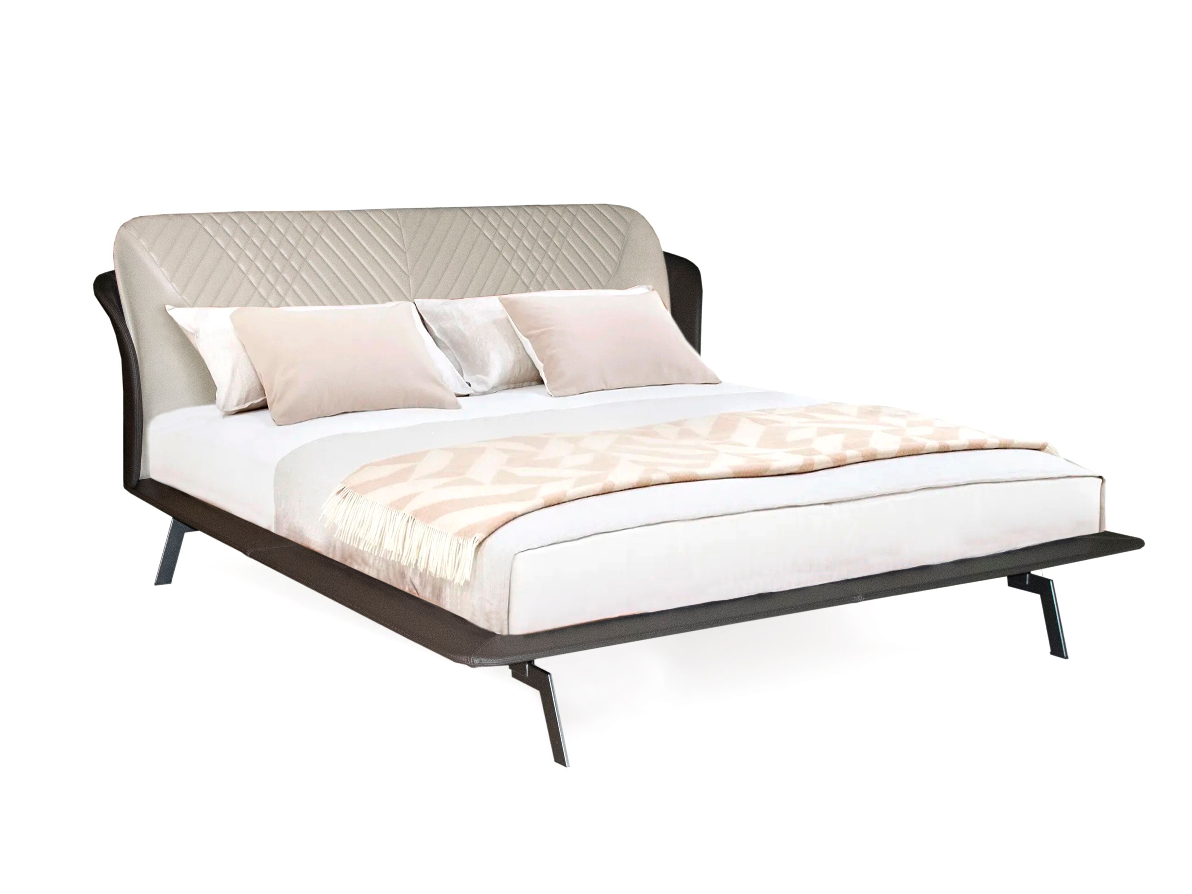 Кожаная двуспальная кровать с мягким изголовьем ABLE Амур ARCH-00066659 - Вид №1