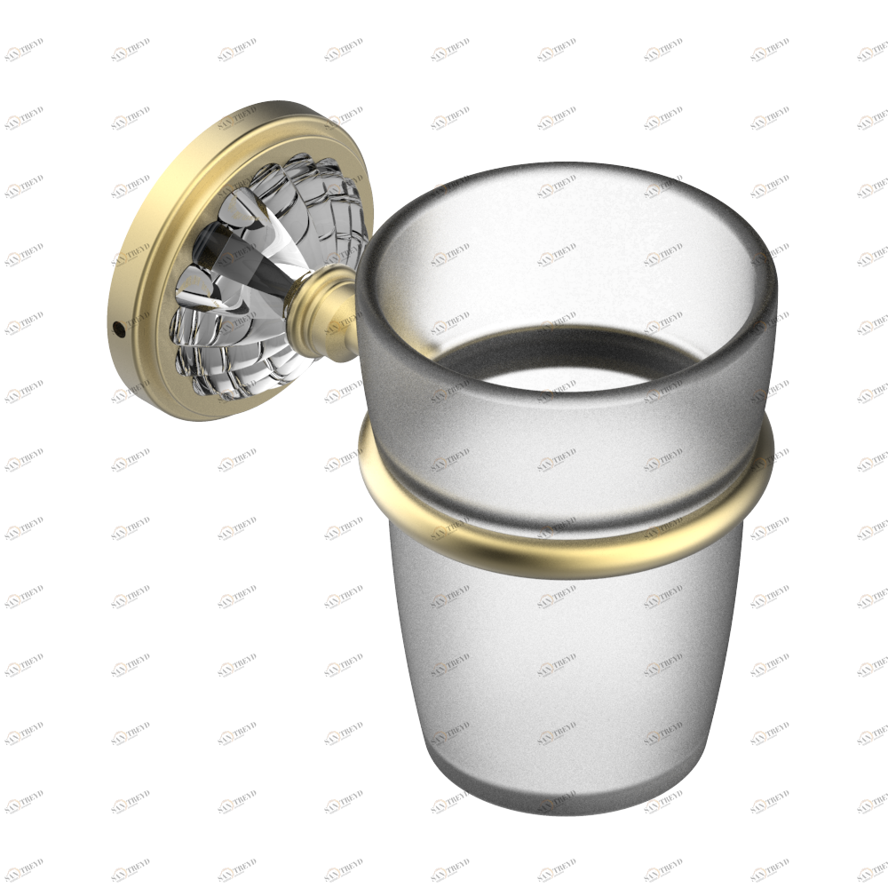 U1D-536 Стакан настенный для зубных щёток Thg-paris Mandarine со светлым хрусталём Покрытие PVD матовая латунь U1D-536 CAT.F