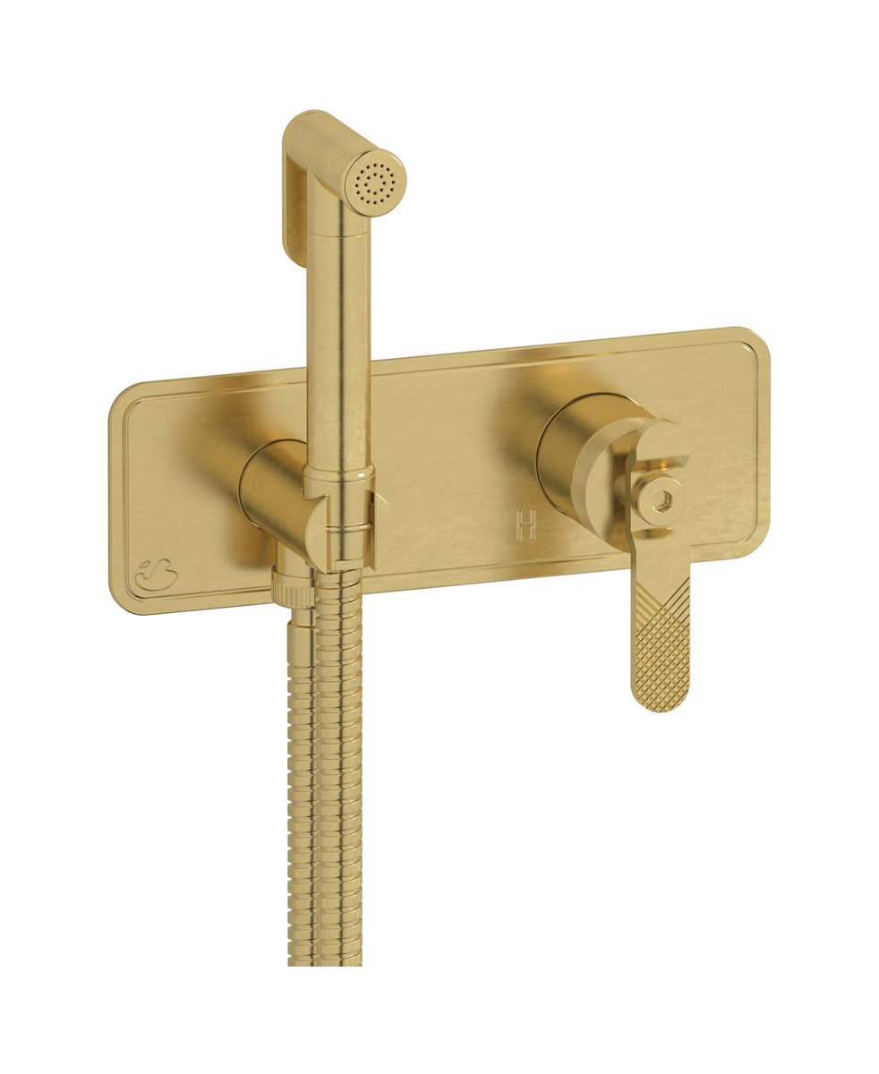 Внешние части гигенического душа со смесителем. WE ARE IB b2706on Natural Brass Bold