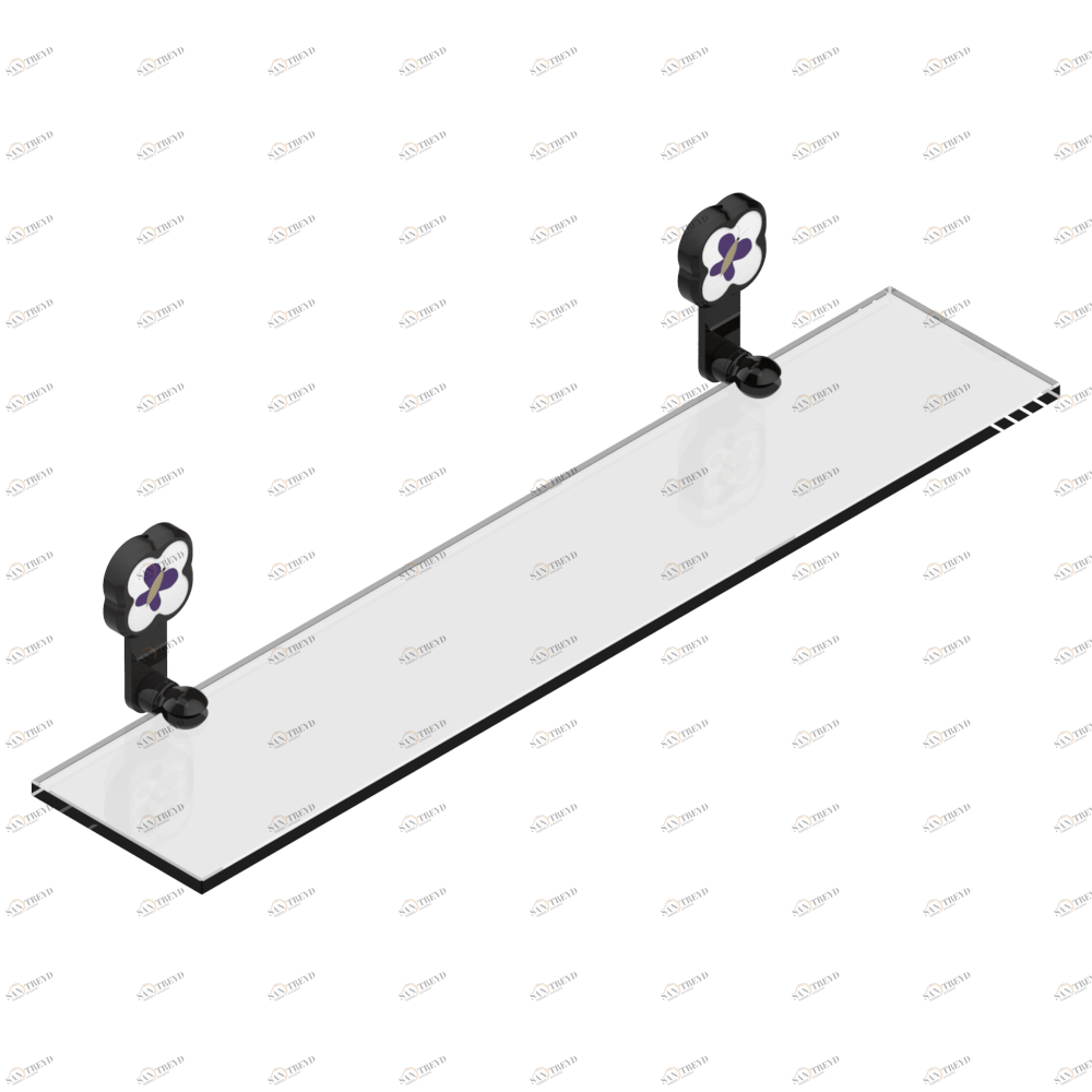 A7D-564 Полка стеклянная 60 cм с кронштейнами Thg-paris Capucine фиолетовый с золотым декором Покрытие PVD бронза A7D-564 CAT.F