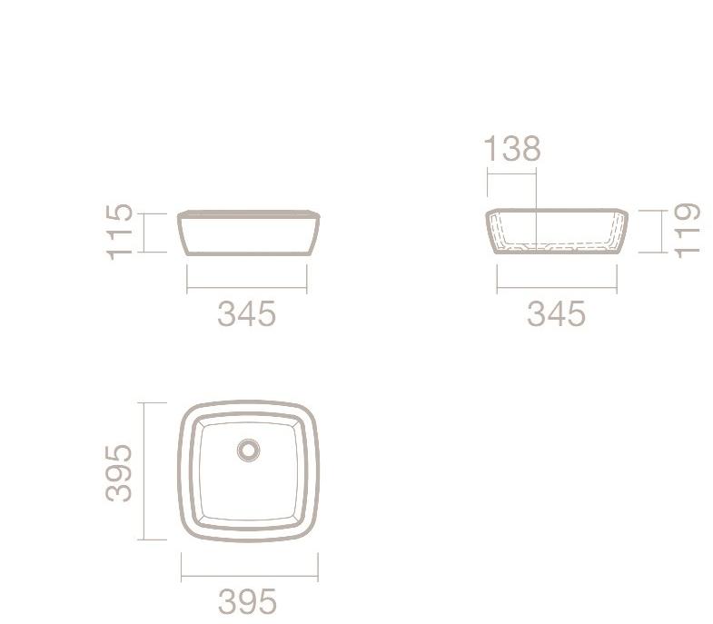 Раковина-чаша Sanitana UP, квадратная 39 S10084450400000 (UPLMQ0E)  - Вид №5
