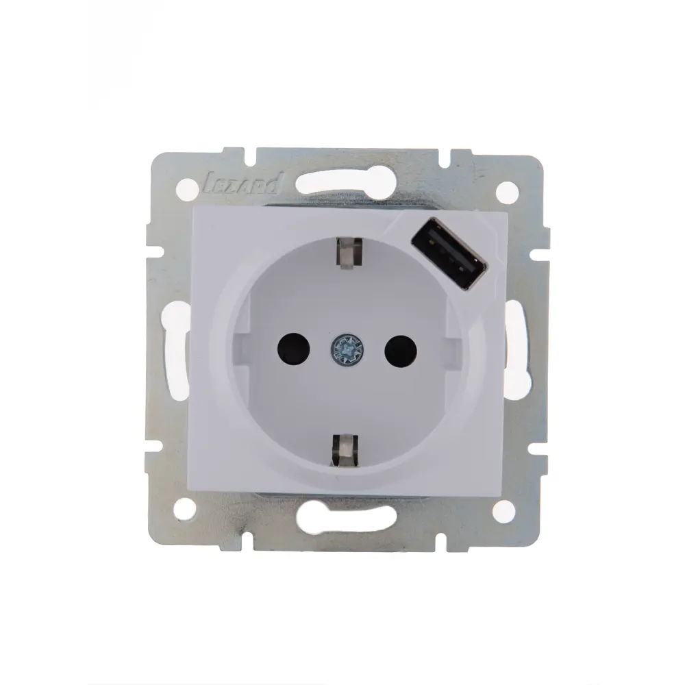 Розетка Lezard Karina с заземлением разъем USB цвет белый STLM-2151584