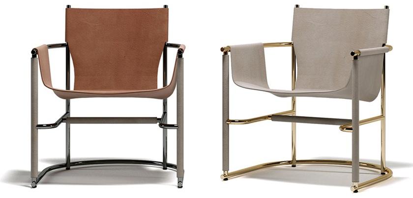 Paolo Castelli Кресло с подлокотниками из металла и кожи sun-id-1490126 - Вид №2