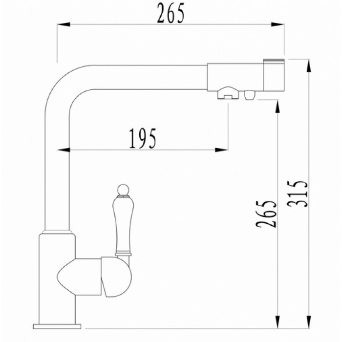 Zorg ZR 320 YF-33 антрацит Смеситель для кухни Zorg 315х265 мм  - Вид №2
