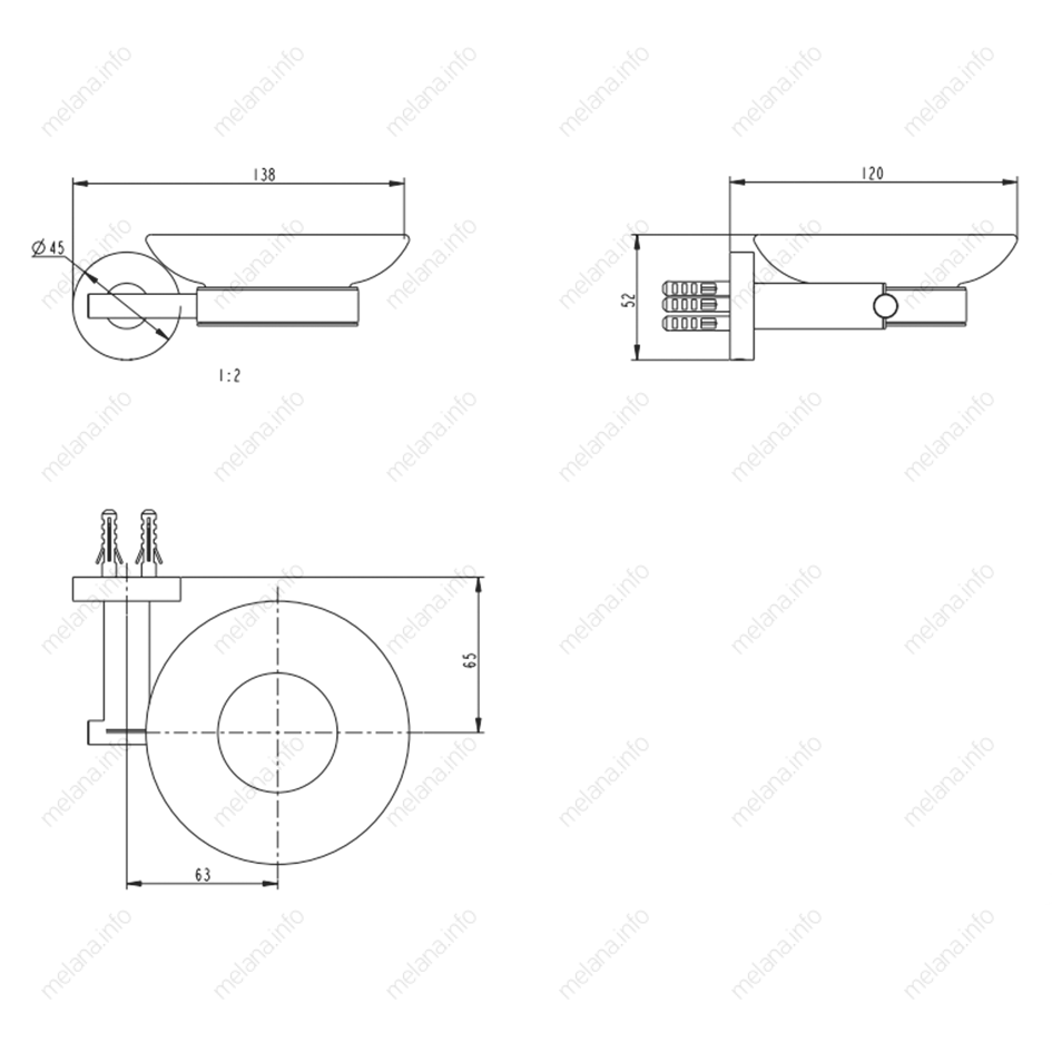 Мыльница стеклянная MELANA сатин хром MLN-861010-1 861 серия - Вид №1