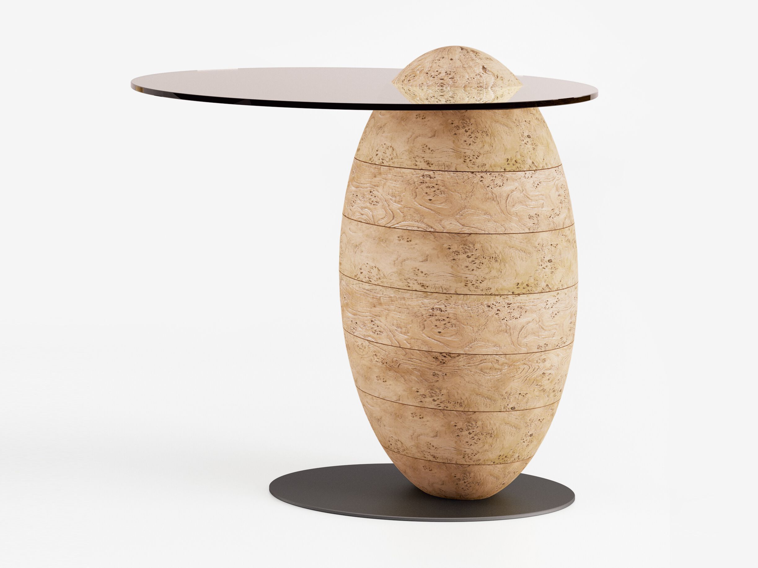 Деревянный и стеклянный овальный журнальный столик Bizzotto Italia Нара ARCH-00088573