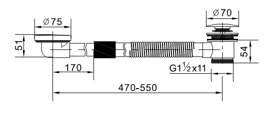 Слив-перелив для акриловой ванны медно-латунный, отделка бронза CEZARES CZR-STW1-02  - Вид №1