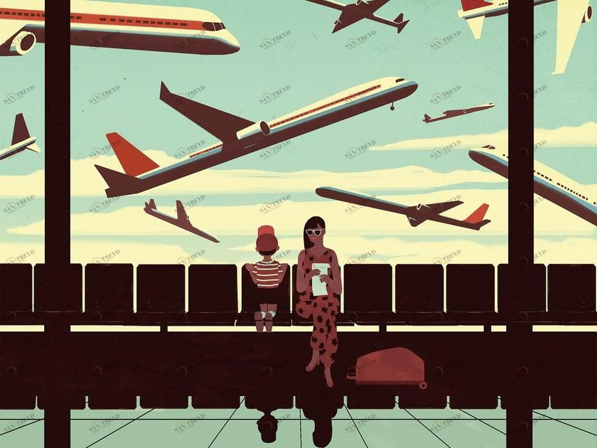 GLAMORA Моющиеся виниловые обои An illustrated life sun-id-1405117