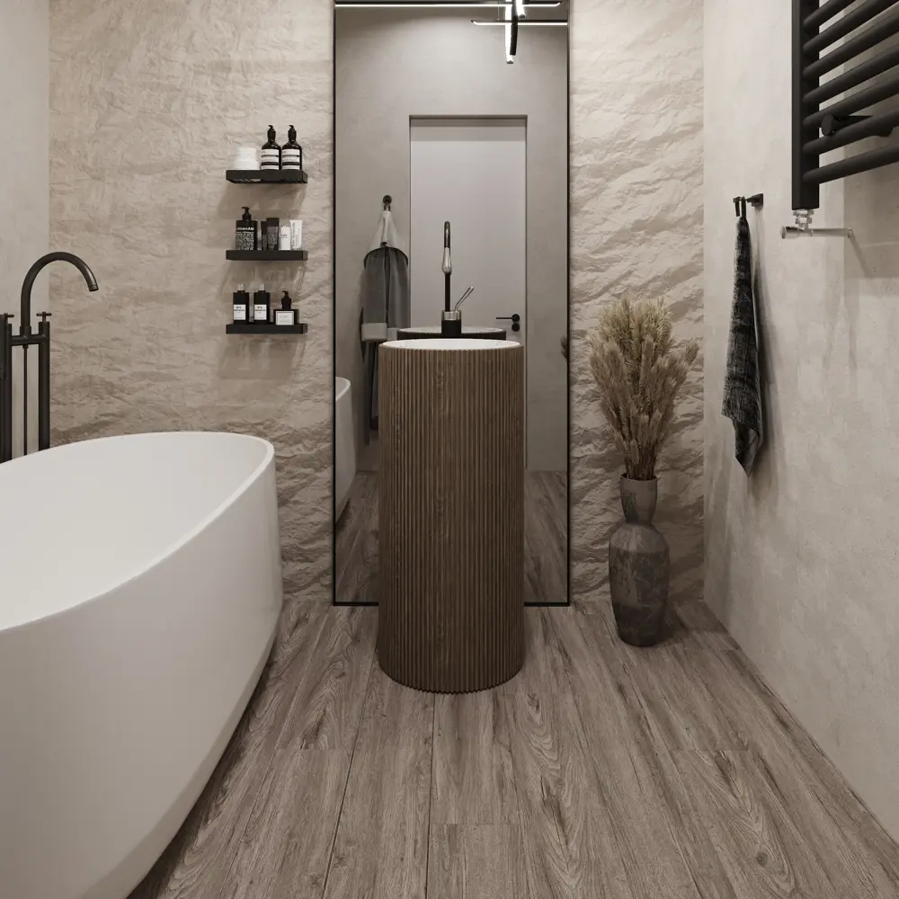 91225229 SPC плитка AlixFloor City Line Дуб бергамо серый 43 класс толщина 5 мм 2.009 м², цена за упаковку STLM-0890436