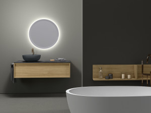 Шкаф для раковины из дуба с зеркалом