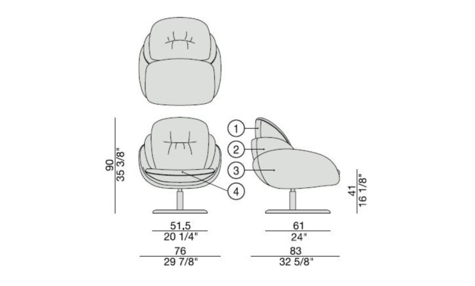 Ткань поворотный стул Porada Soul ARCH-00123821 - Вид №2