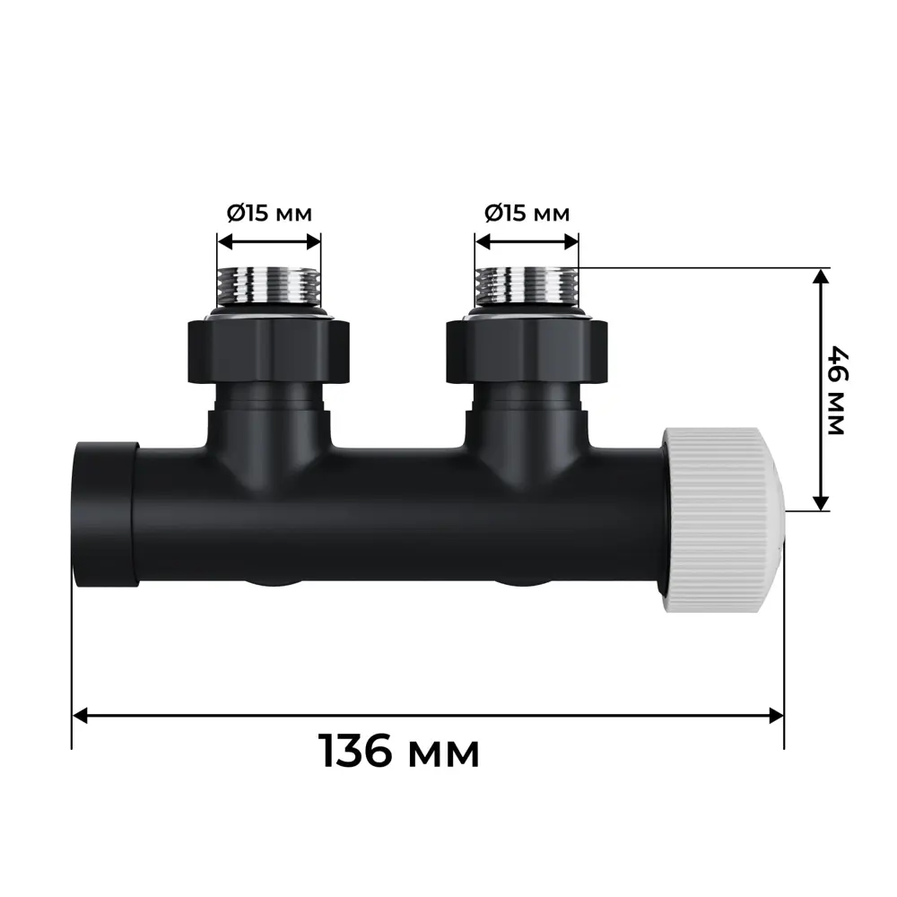 Узел нижнего подключения термостатический угловой Royal Thermo Design Pro 1/2" латунь цвет черный 89423327 STLM-2177473  - Вид №4