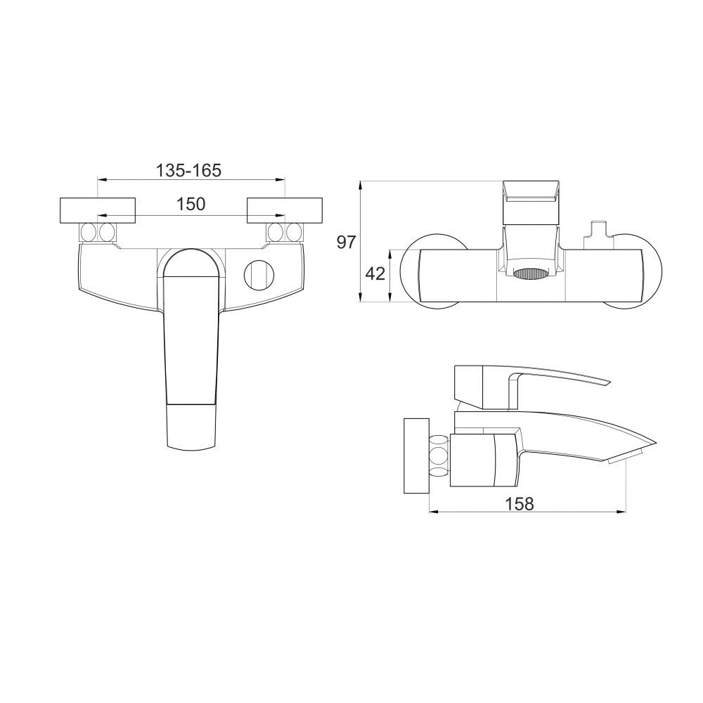 GZ 02031 Смеситель для ванны однорычажный Ganzer Хром Ganzer Германия 13850 - Вид №1