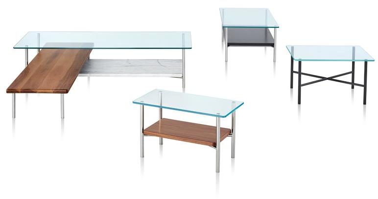 Herman Miller Г-образный журнальный столик из металла и стекла с полкой Layer sun-id-1373540 - Вид №3