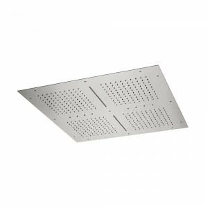 Скрытый верхний душ квадратной формы из нержавеющей стали с дождевой струей, двойным водопадом и встроенной многоцветной автоматической системой освещения.  NEWFORM Италия