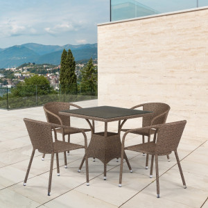 T197BT/Y137C-W56 Light brown 4Pcs Комплект мебели из иск. ротанга T197BT/Y137C-W56 Light brown (4+1) Afina