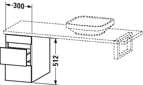 DS533500707 Шкафчик для консоли DuraStyle #DS5335 300 x 548 мм Бетонно-серый матовый декор Duravit - Вид №1