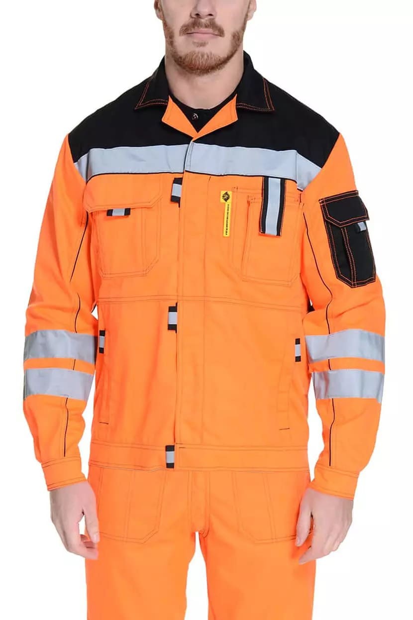 61867 Костюм "Профессионал-2" с СВП оранжево-черный  Летняя спецодежда  размер 56-58/170-176  - Вид №8