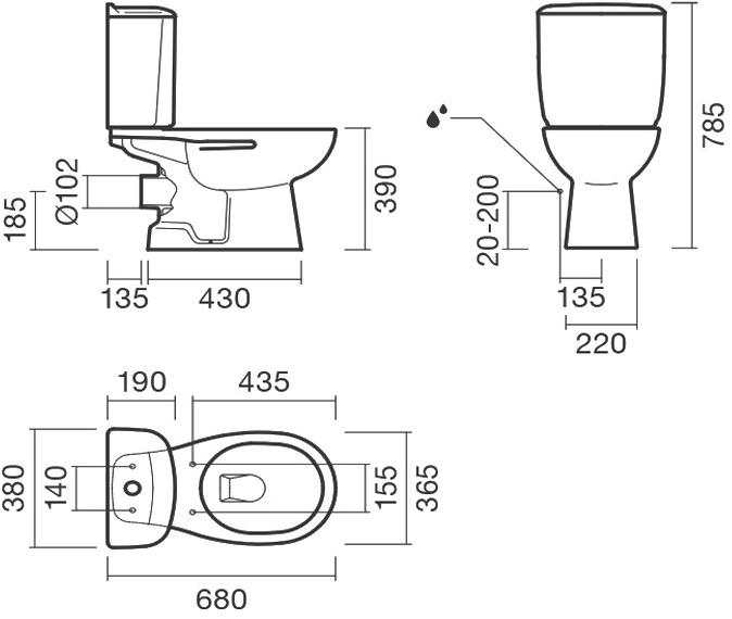 Набор Sanitana компакт MUNIQUE: чаша + сливной бачок + крышка slim S10073323400000;S10073766600000;S80007262500000 - Вид №1