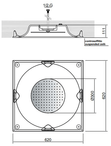Antonio Lupi Design Встроенная потолочная светодиодная лейка для душа Antoniolupi sun-id-1444288 - Вид №4