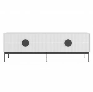 Тумба под телевизор белая с ящиками и черными ножками Alto BRAGIN DESIGN LIVING 00-3974637 Белый
