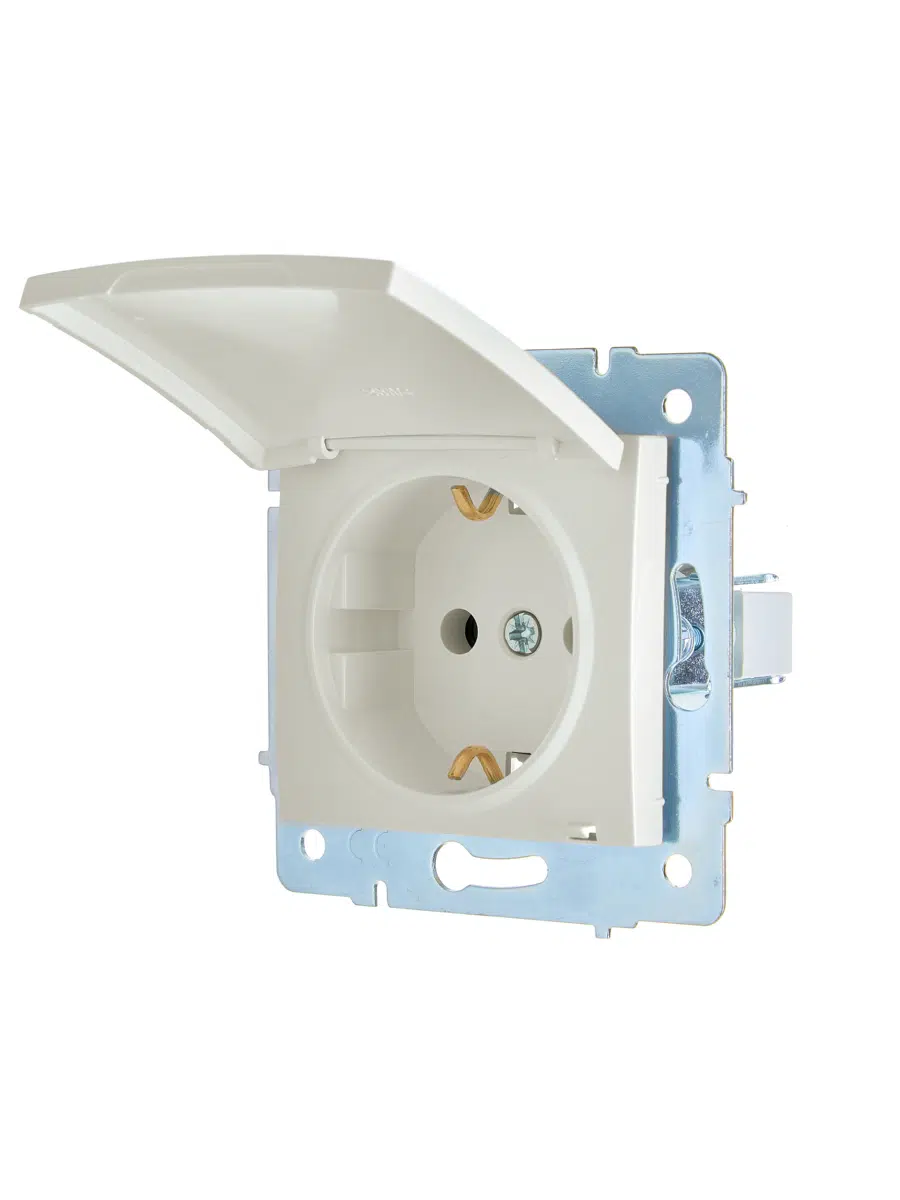ASTI Розетка с/з с крышкой ПБТ крем механизм LEZARD 7081-0388-123B - Вид №2
