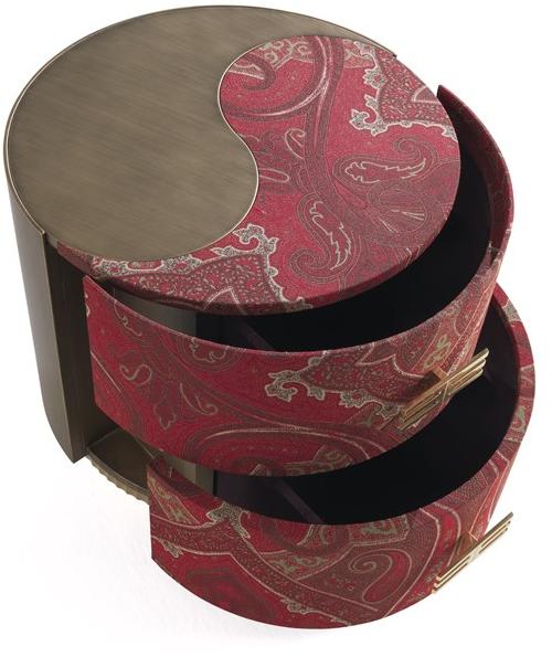 ETRO Home Interiors Тумбочка прикроватная круглая тканевая с ящиками Sharp E.sha.321.a - Вид №4