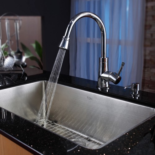 KHU100-30-KPF2220SN-KSD33BN Накладная раковина на столешницу  прямоугольная Krausru  - Вид №3